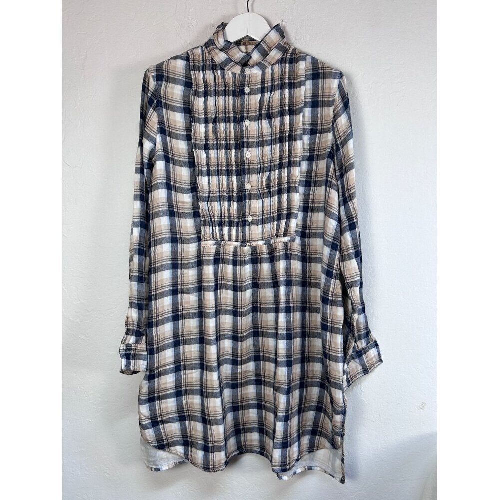 CP Shades Womens Annette Tunic Top Large Double Gauze Plaid Wash 540-463 New